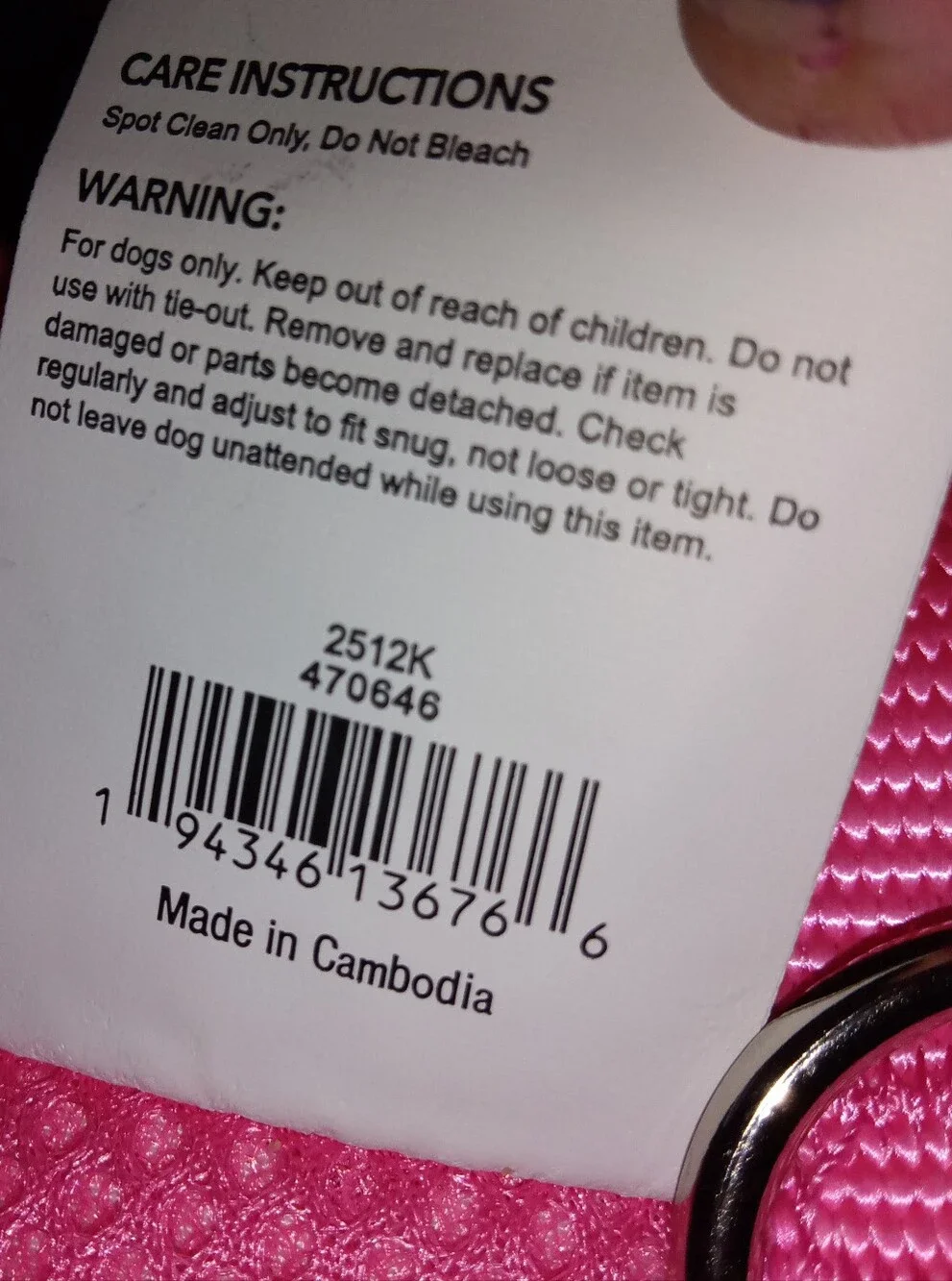 New Medium Pink Dog Harness